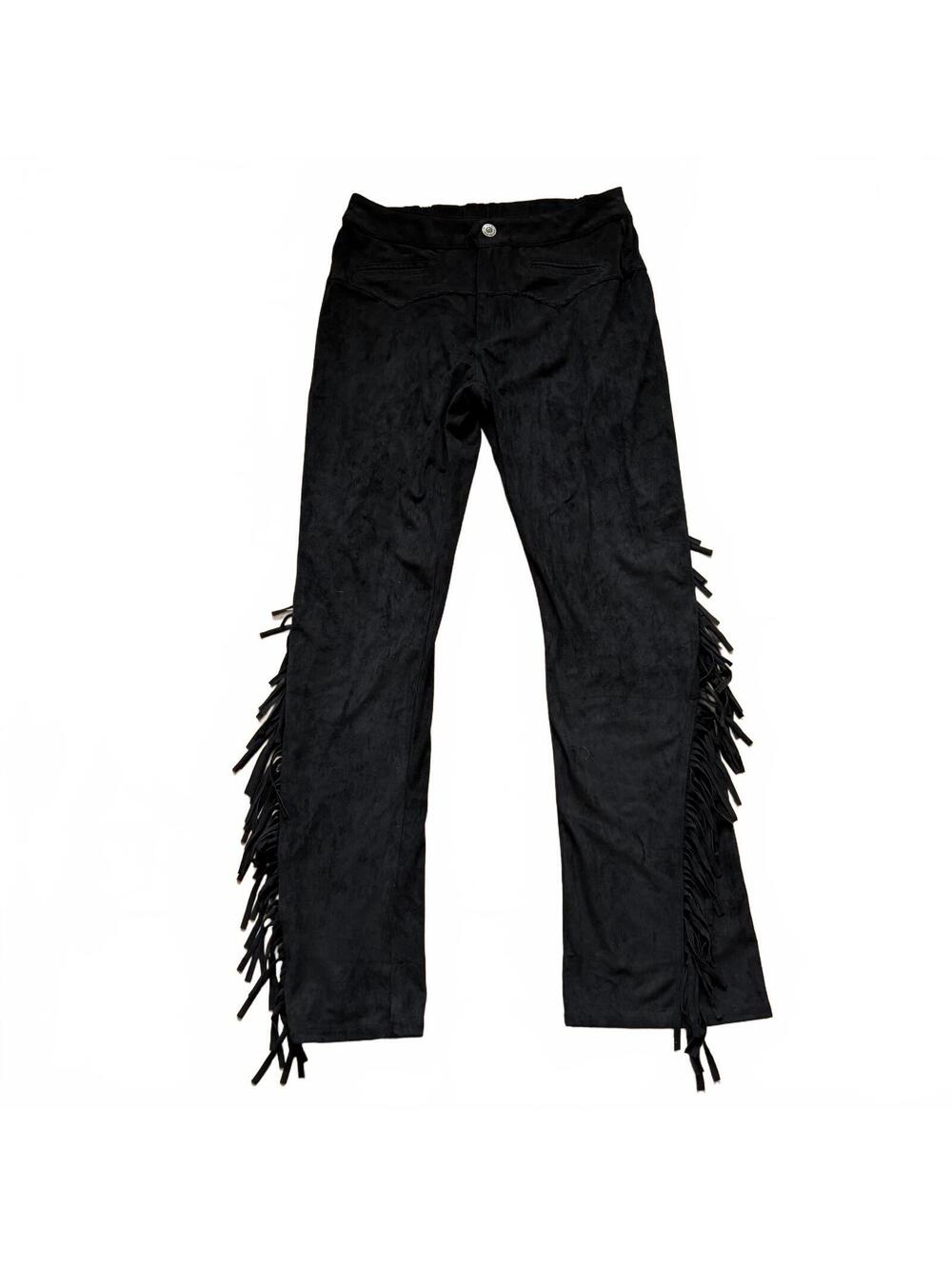 Double D Ranch Fringe Line Camp Pants Faux Suede Bootcut Western Women's Size 10